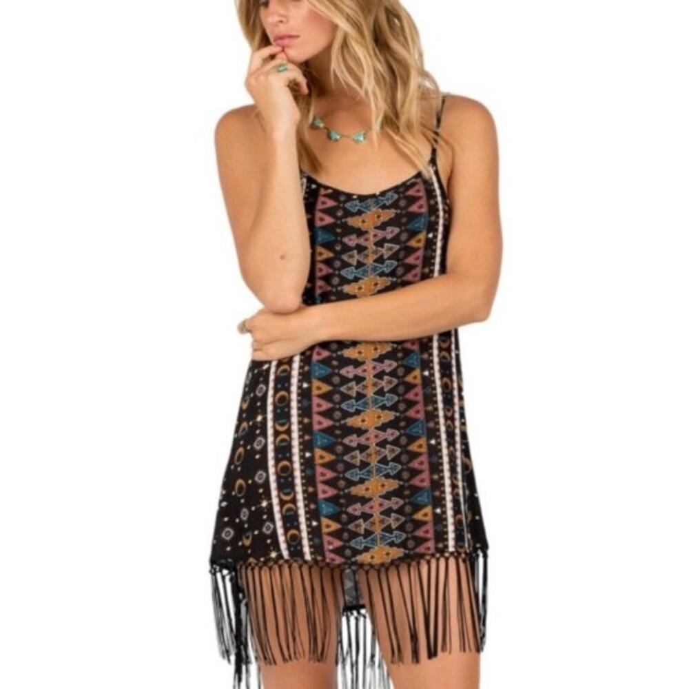 Cleobella Aquarius Tribal Print Fringe Dress Sz. XS